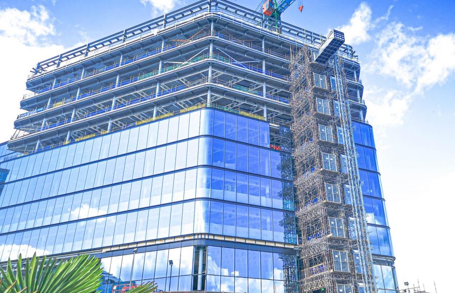 Image of a building with scaffolding professionally erected.