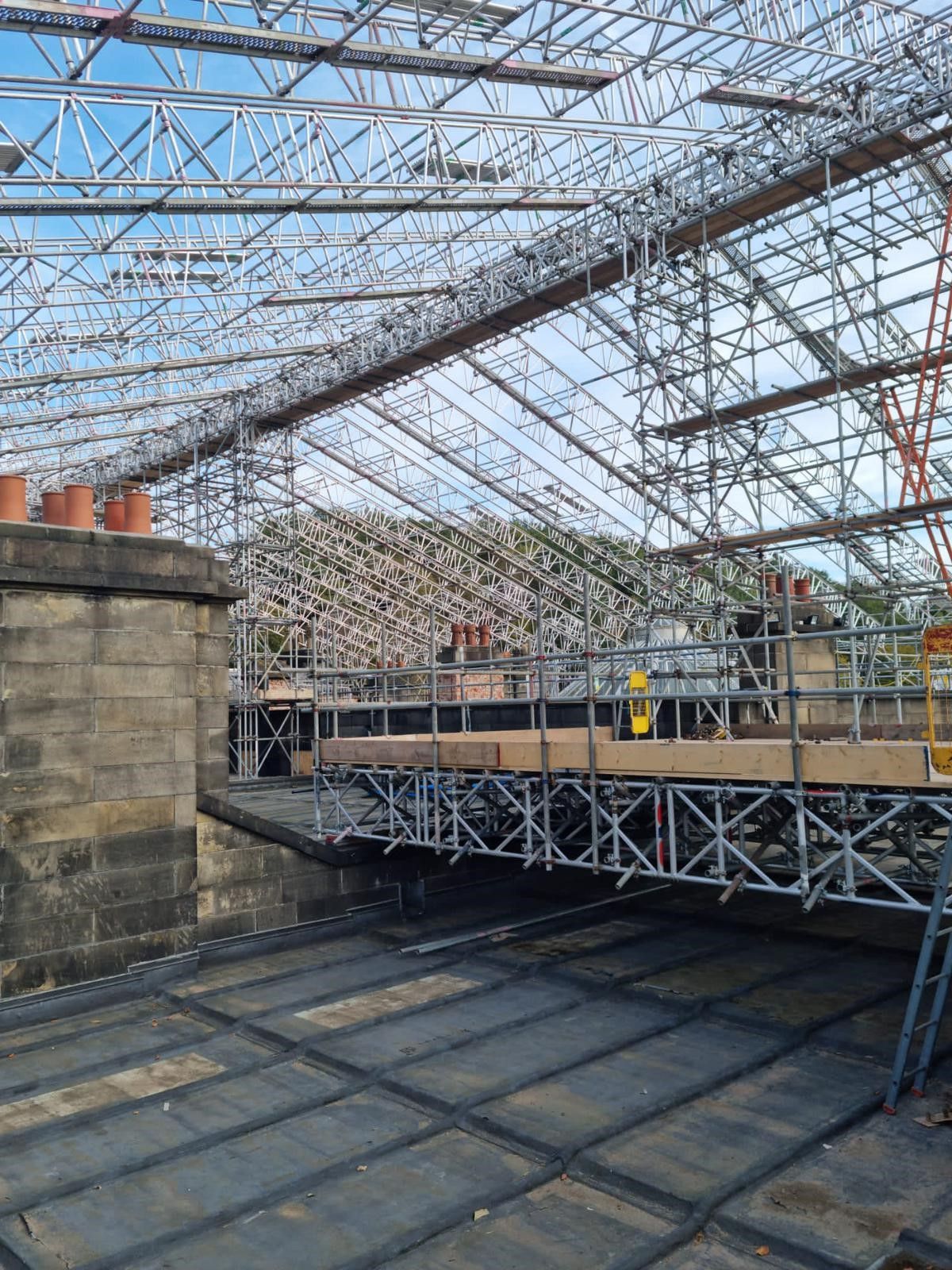 An image of the Haigh Hall scaffolding project.