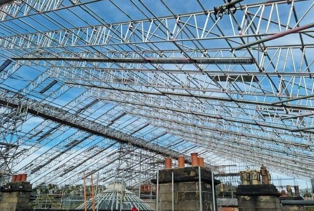 An image of the Haigh Hall scaffolding project.