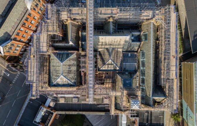 An image of Blackburn College and the scaffolding project.