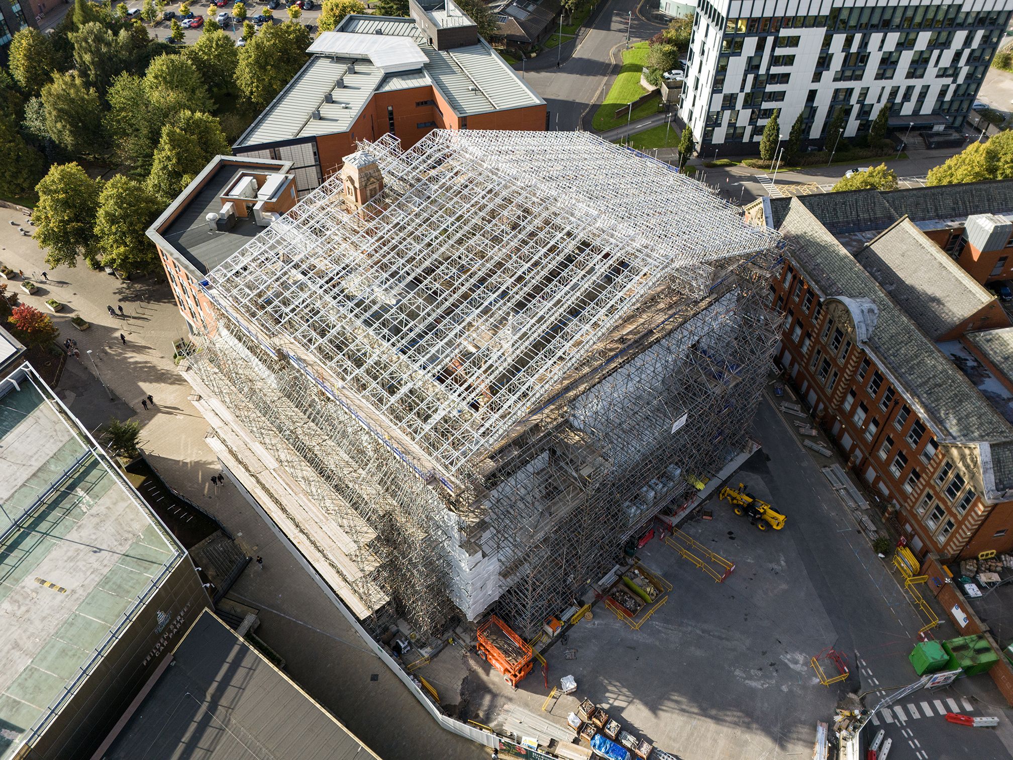 An image of Blackburn College and the scaffolding project.