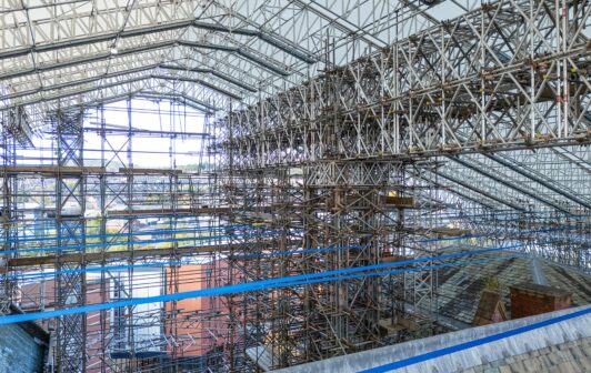 An image of Blackburn College and the scaffolding project.